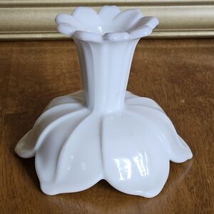 Vintage Westmoreland Lotus Milk Glass Candlestick w Reversible Flower Shape